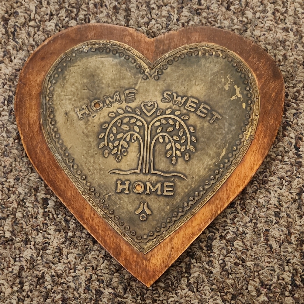 Home Sweet Home Tin Hammered Wooden Heart